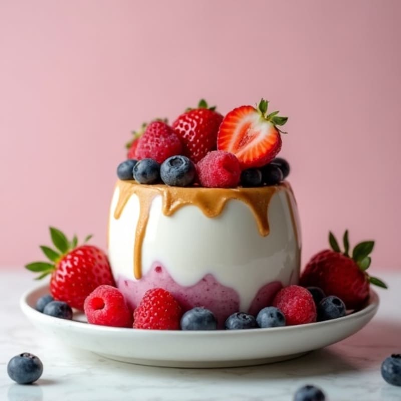 Protein Greek Yogurt Parfait with Mixed Berries and Almond Butter