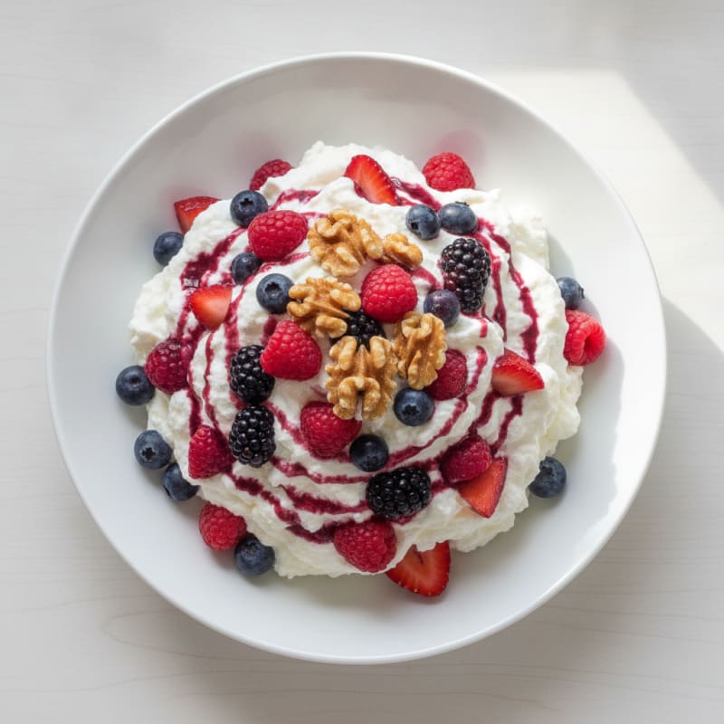 Greek Yogurt Protein Mousse with Mixed Berries