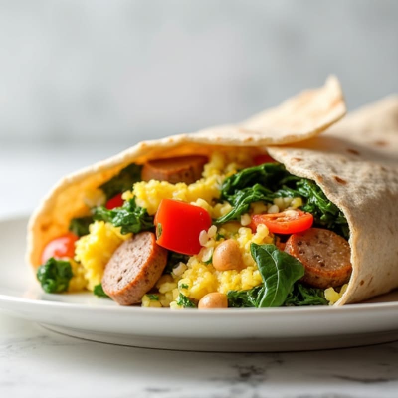Egg White and Spinach Scramble with Turkey Sausage