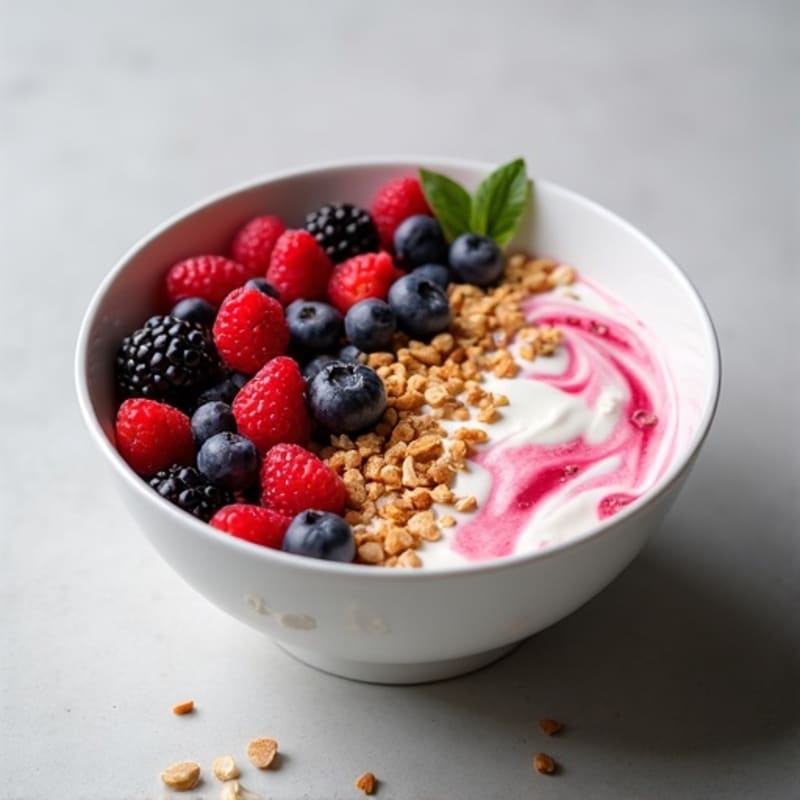Greek Yogurt Protein Bowl with Mixed Berries and Almond Butter