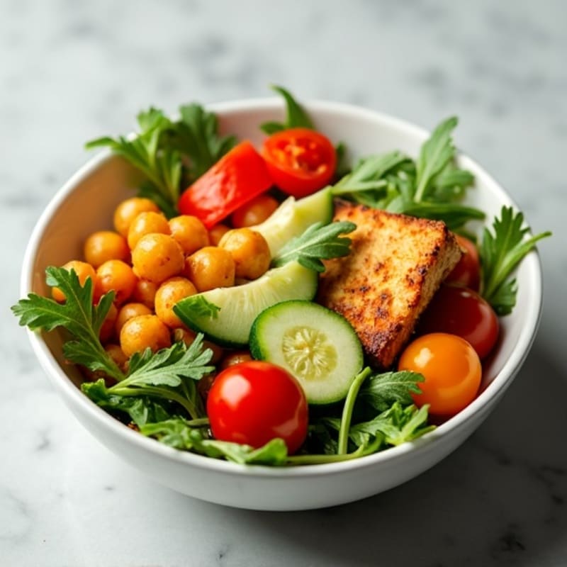 Crispy Roasted Chickpea and Fresh Vegetable Bowl