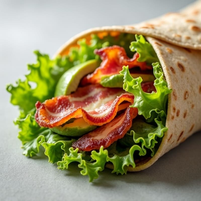 Crispy Turkey Bacon and Fresh Greens Wrap with Creamy Avocado