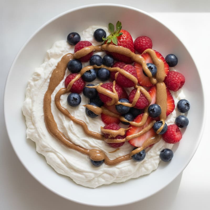 Silky Greek Yogurt Protein Bowl with Mixed Berries and Almond Butter