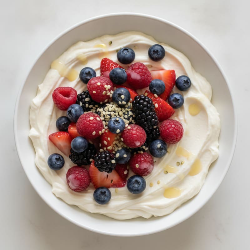 Creamy Greek Yogurt Protein Mousse with Mixed Berries