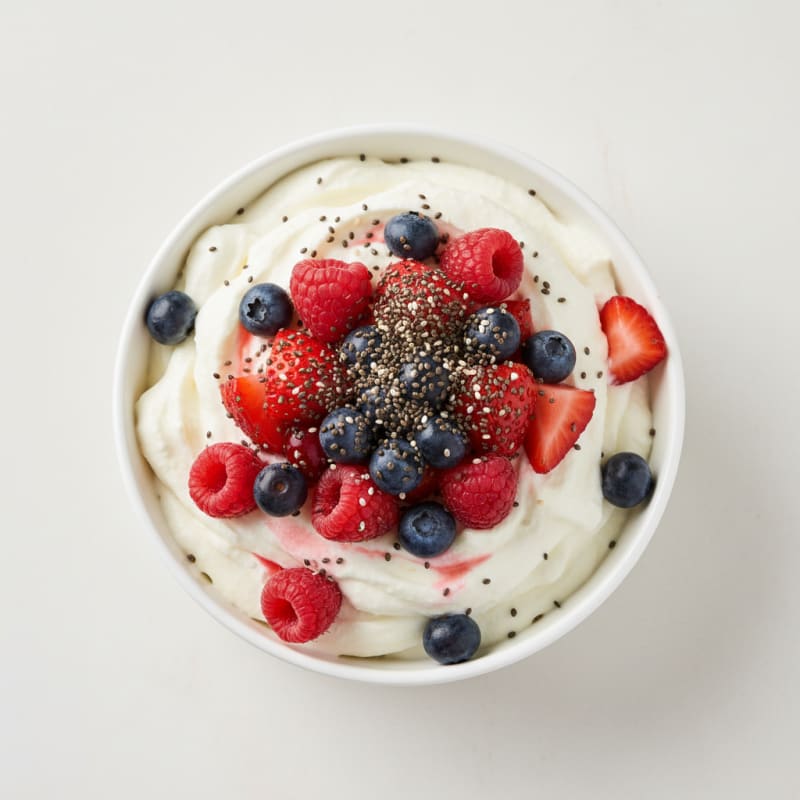 Greek Yogurt Protein Mousse with Mixed Berries