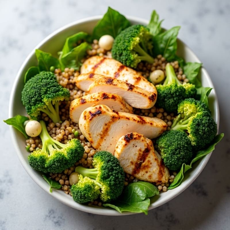 Grilled Chicken and Quinoa Salad with Roasted Broccoli