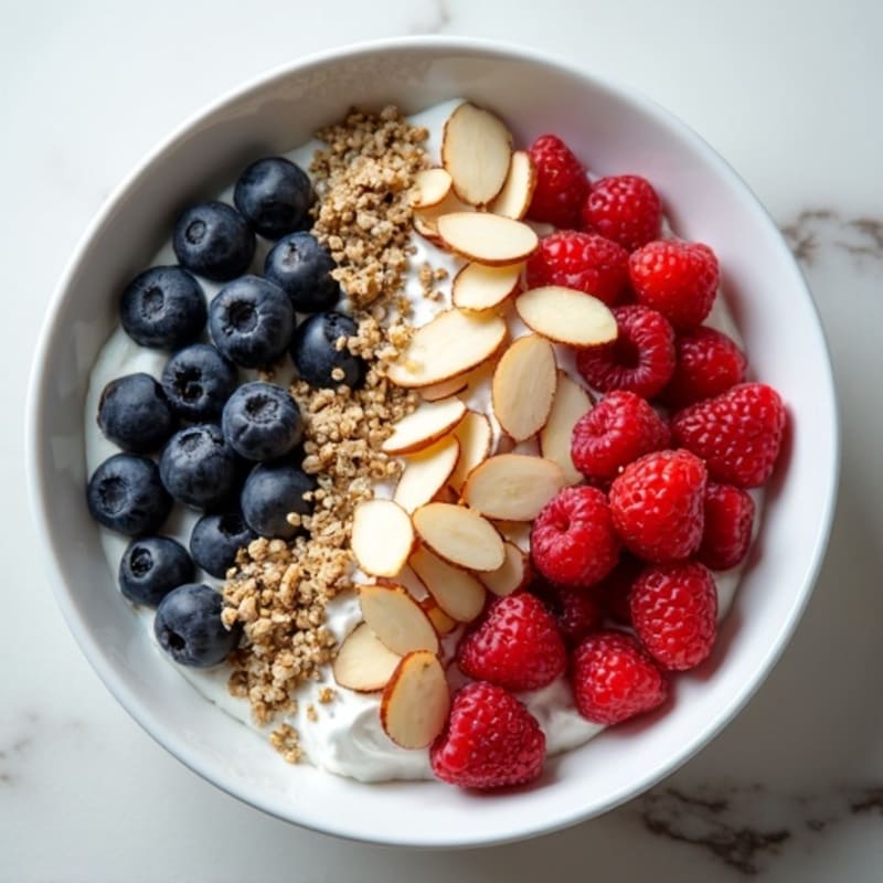 Protein Greek Yogurt Bowl with Chia Seeds and Berries