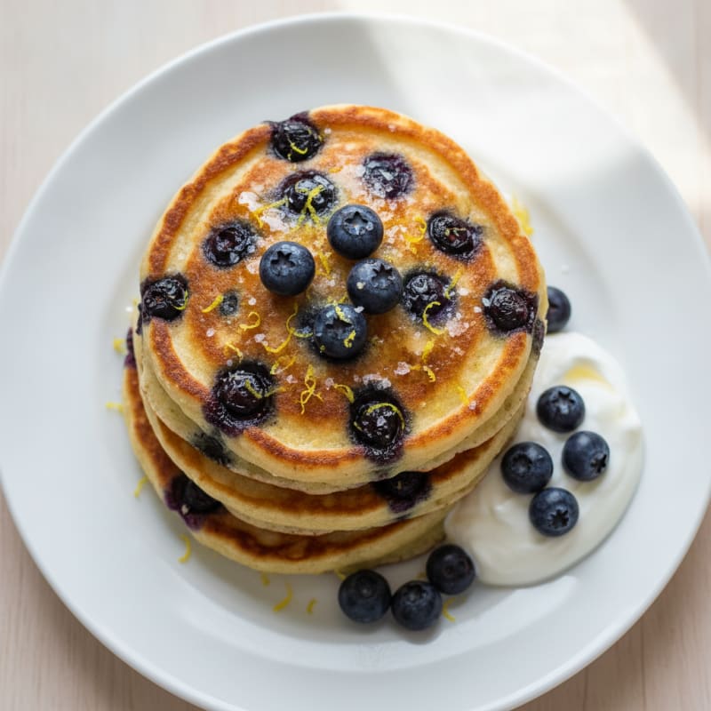 Blueberry Ricotta Pancakes with Lemon Zest