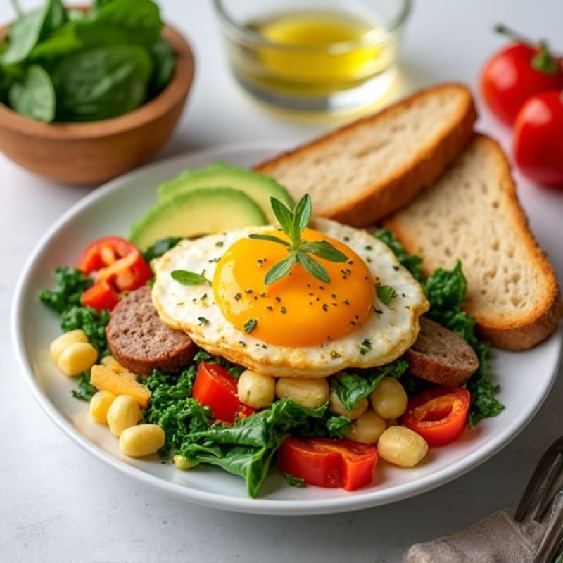 Egg White Veggie Scramble with Turkey Sausage