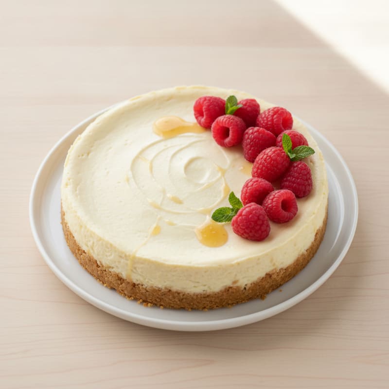 Silky Vanilla Greek Yogurt Protein Cheesecake
