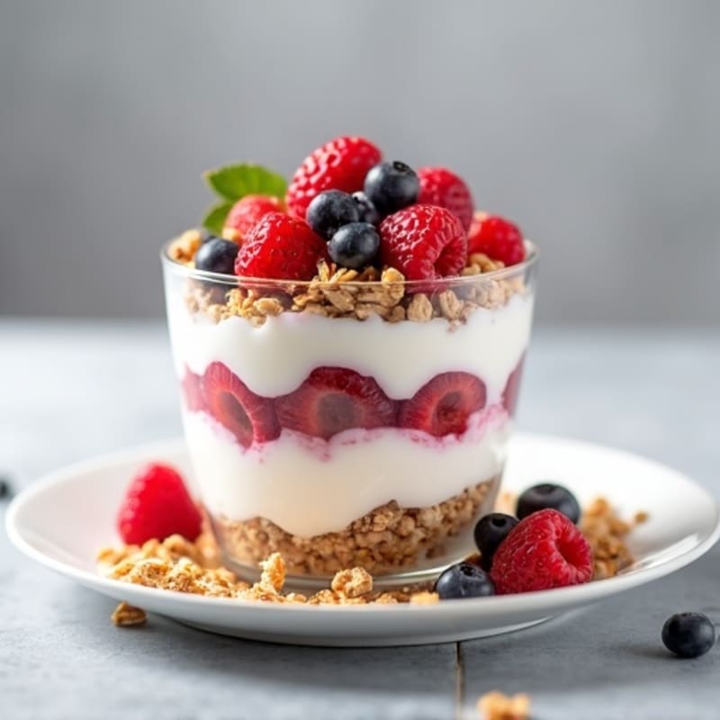 Vanilla Greek Yogurt Protein Parfait with Mixed Berries
