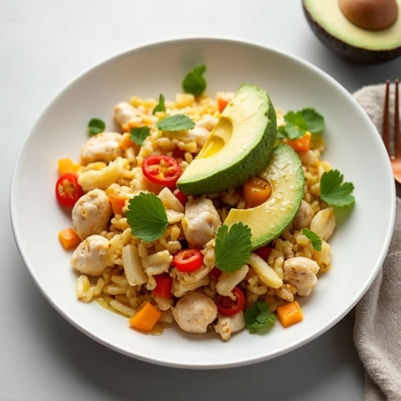 Egg White and Chicken Veggie Scramble