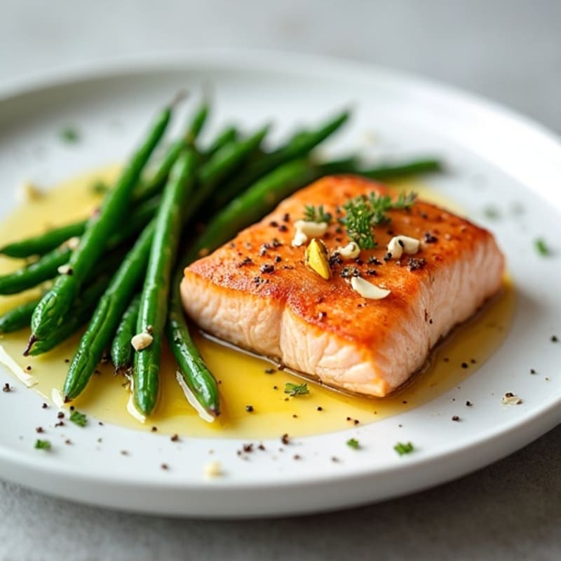 Pan-Seared Salmon with Garlic Green Beans
