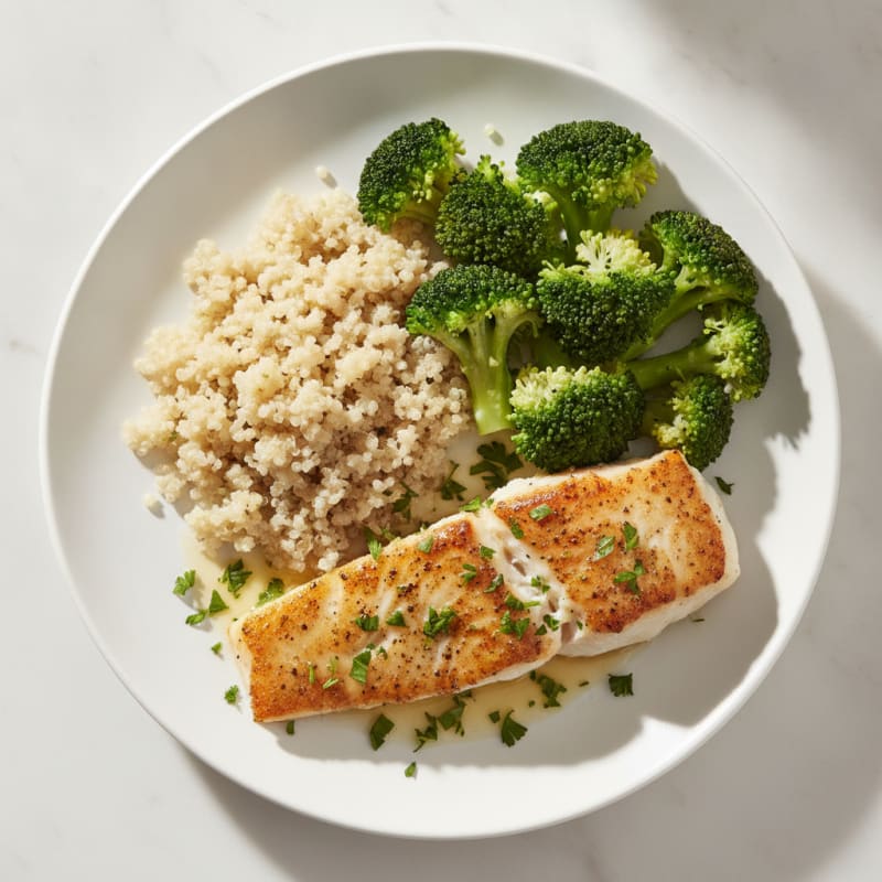 Seared Lemon Herb Cod with Steamed Broccoli