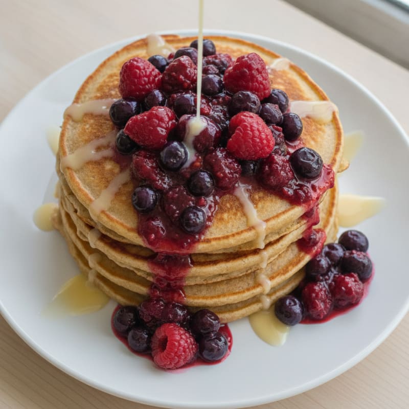 High Protein Berry-Burst Oat Pancakes