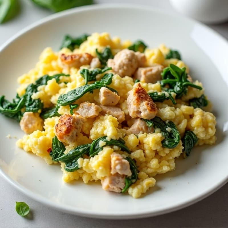 Egg White and Turkey Spinach Scramble