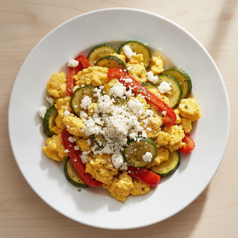 Eggs with Roasted Vegetables and Feta