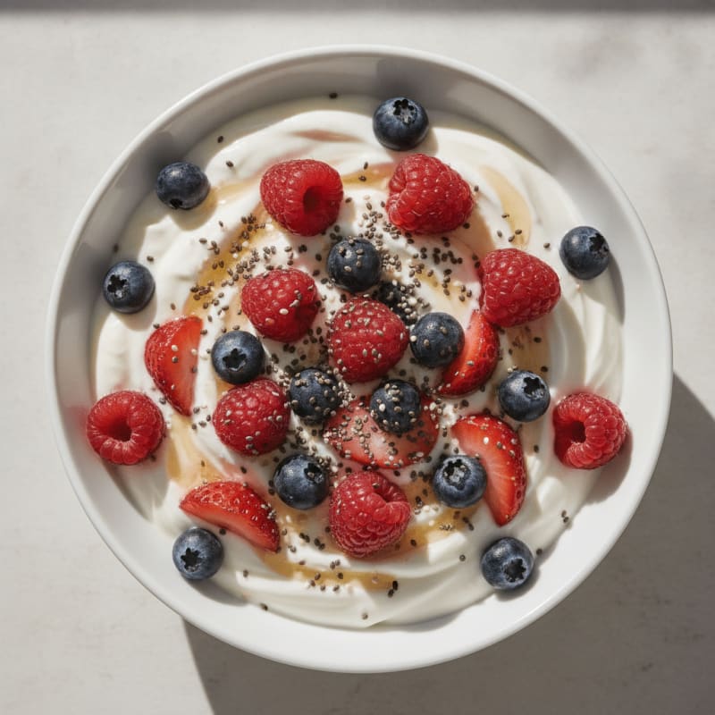 Creamy Greek Yogurt with Mixed Berries and Chia Seeds