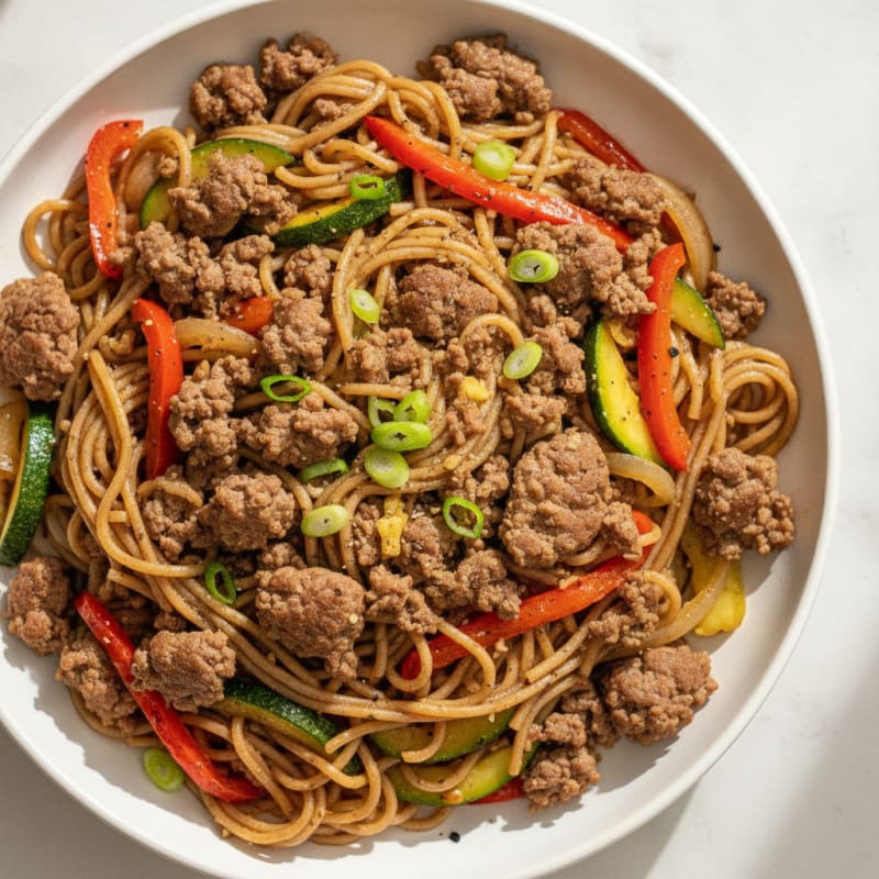 Savory Ground Beef and Noodle Skillet