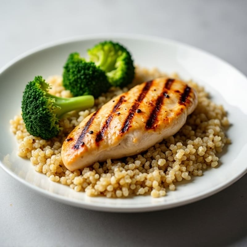 Grilled Chicken Breast with Quinoa and Steamed Broccoli
