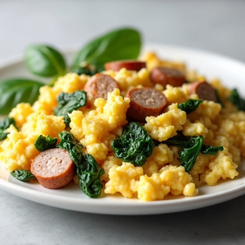 Egg White Scramble with Spinach and Turkey Sausage