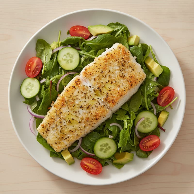 Grilled White Fish with Garden Salad