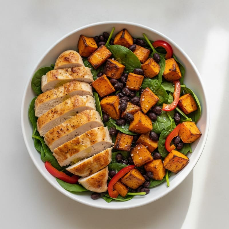 Chicken and Sweet Potato Bowl with Black Beans