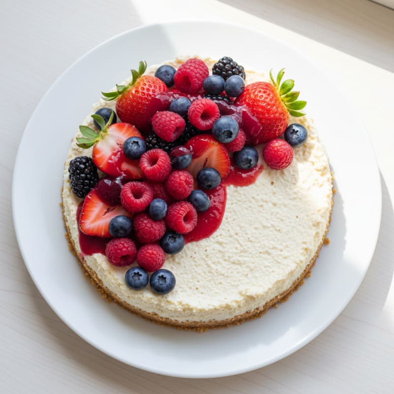 Greek Yogurt Protein Cheesecake with Fresh Berries