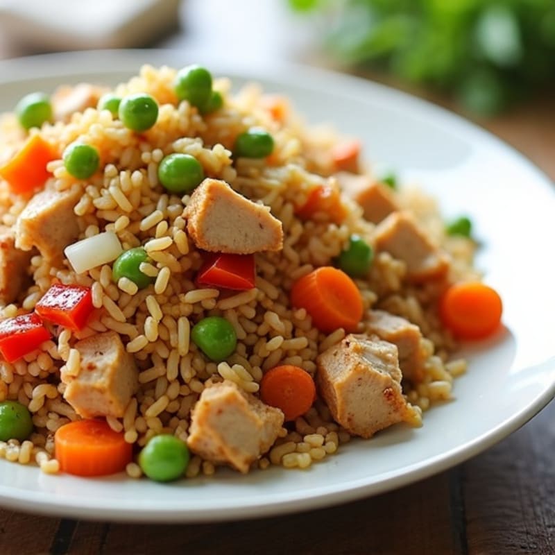 Healthy Chicken Fried Rice with Crispy Vegetables