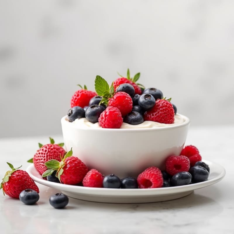 Low-Fat Greek Yogurt with Protein Powder and Fresh Berries