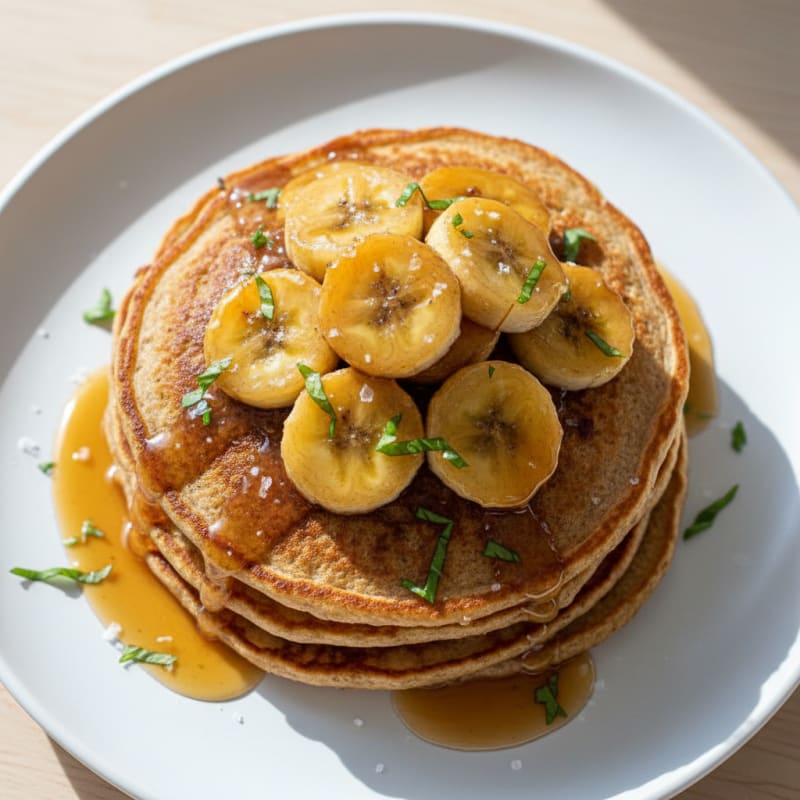 Golden Caramelized Banana Pancakes