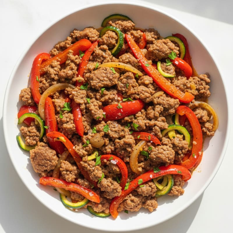 Zesty Ground Beef and Red Bell Pepper Skillet