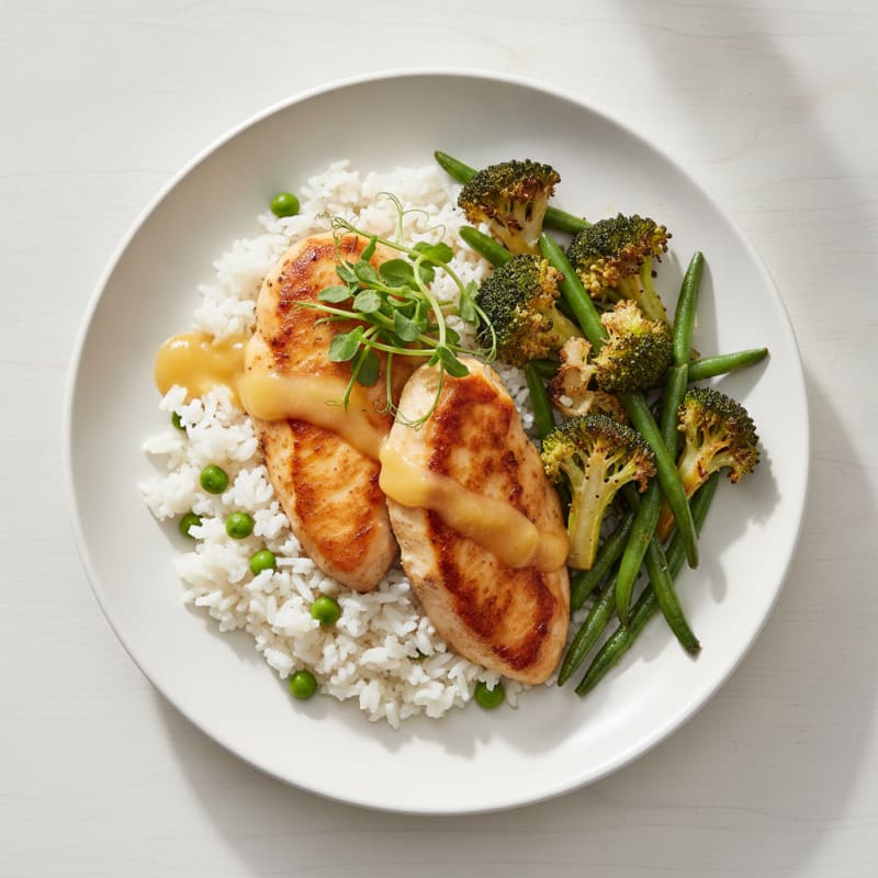 Mango-Lime Chicken with Coconut Rice and Roasted Vegetables