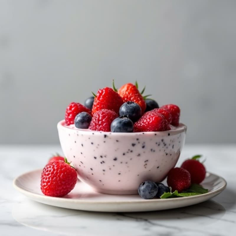 Silky Greek Yogurt Protein Pudding with Mixed Berries
