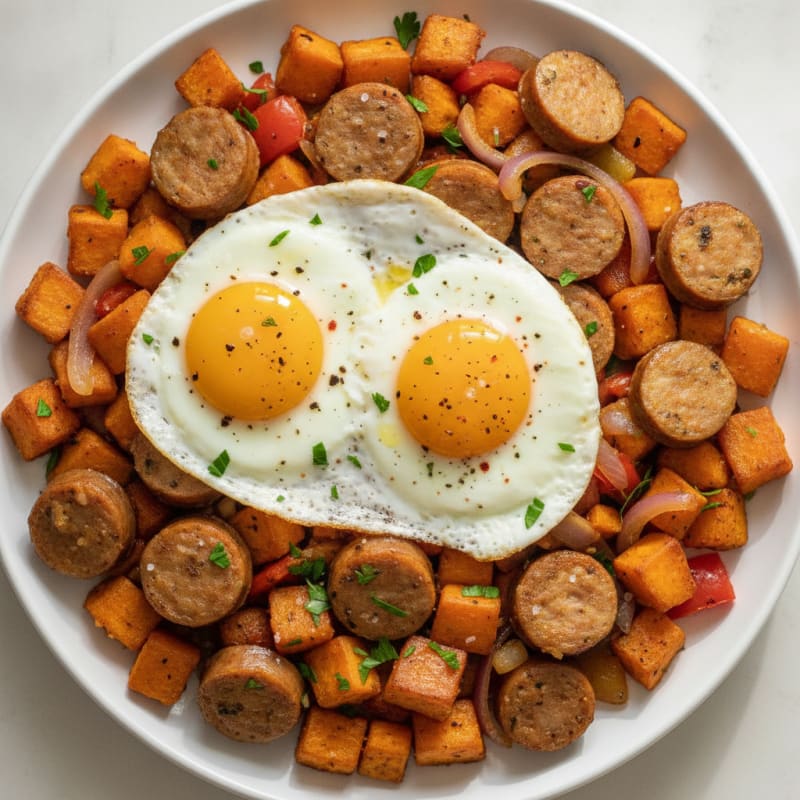 Sweet Potato Hash with Chicken Sausage