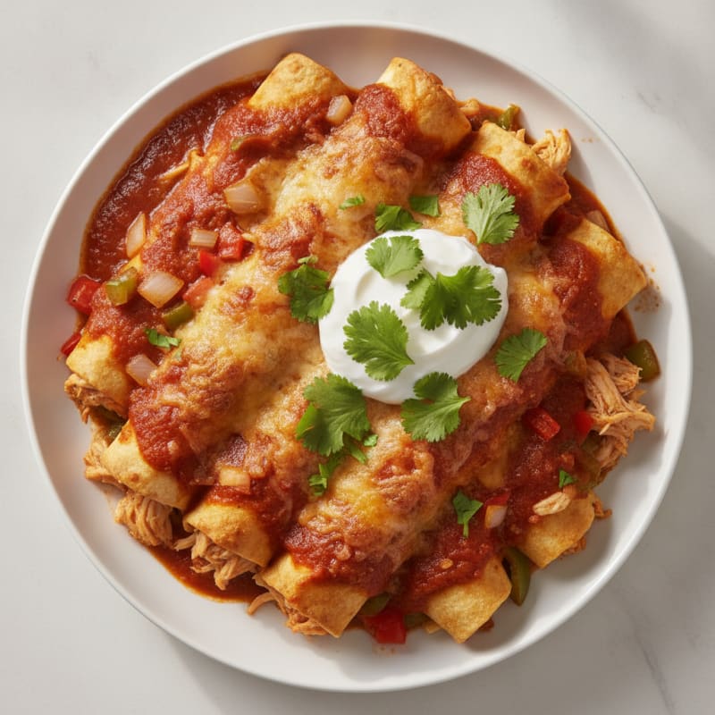 Chicken Enchiladas with Red Chili Sauce