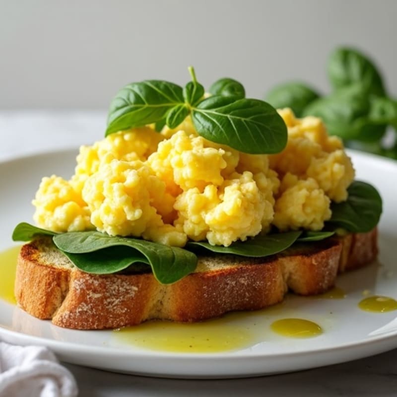 Scrambled Egg Whites with Smoked Turkey and Spinach on Toasted Sourdough