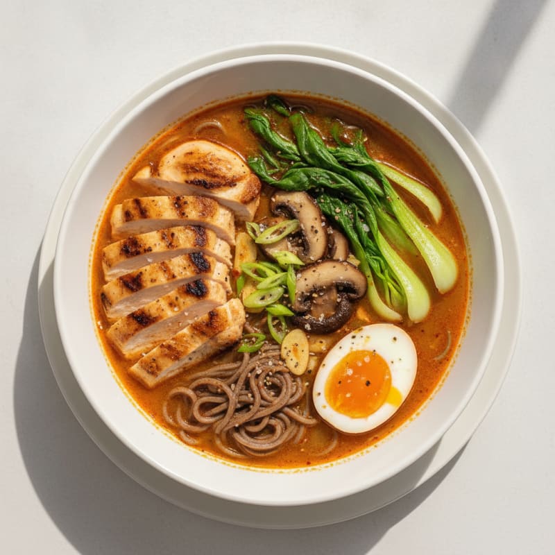 Spicy Sriracha Chicken Ramen Soup