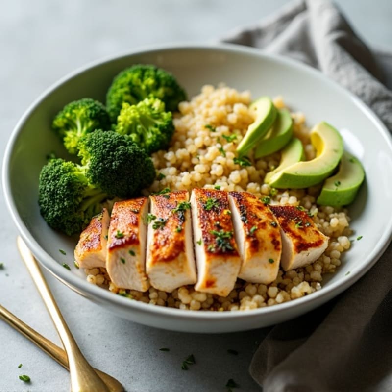 Grilled Chicken and Quinoa Power Bowl with Roasted Broccoli