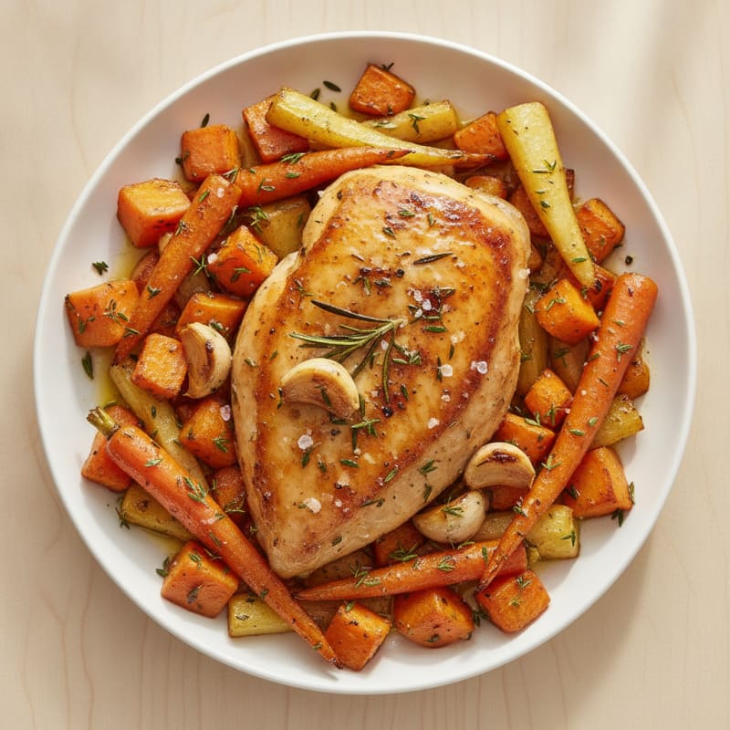 Garlic Herb Roasted Chicken with Root Vegetables