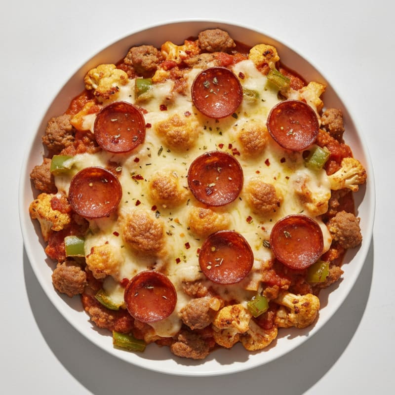 Sausage and Pepperoni Pizza Bake