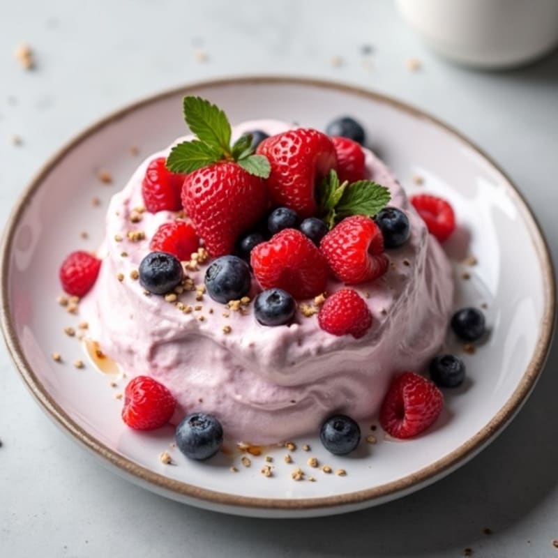 Greek Yogurt Protein Mousse with Mixed Berries