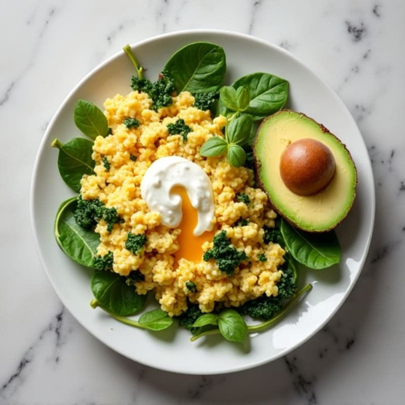 Egg White Spinach Scramble with Cottage Cheese