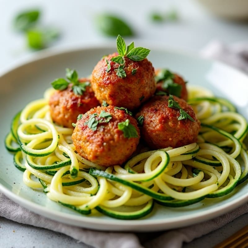 Herb-Seasoned Ricotta Meatballs with Zucchini Noodles
