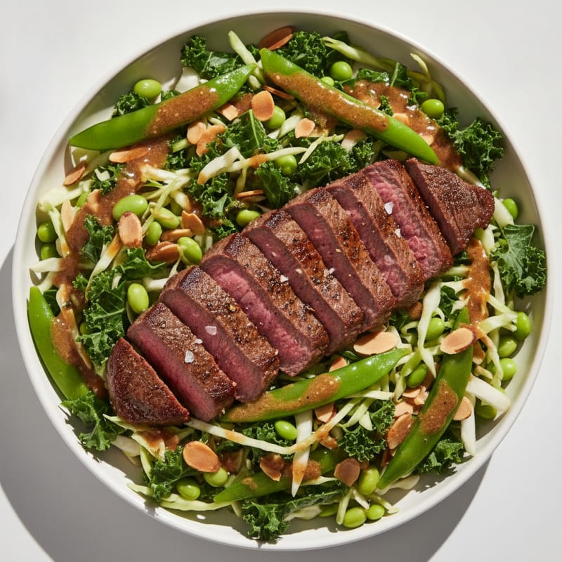 Pan-Seared Steak with Crunchy Greens