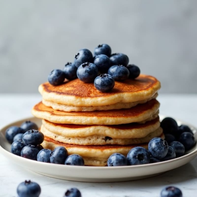Fluffy Whole Grain Blueberry Protein Pancakes