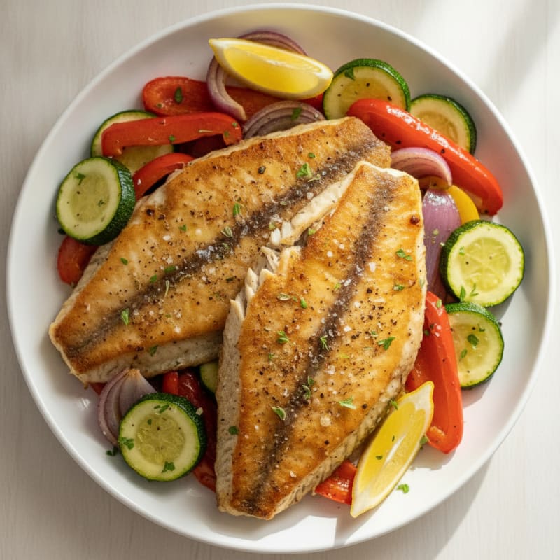 Pan-Seared Tilapia with Roasted Vegetables