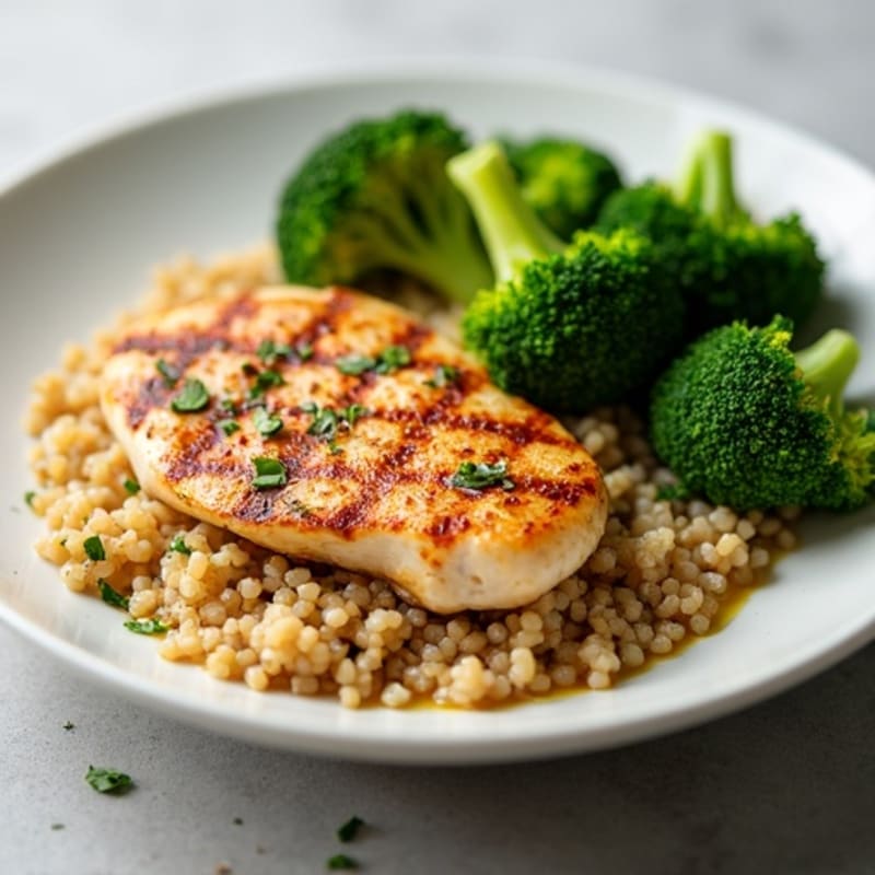 Grilled Chicken Breast with Quinoa and Steamed Broccoli