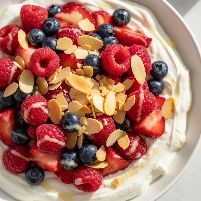 Greek Yogurt Protein Parfait with Mixed Berries and Almonds