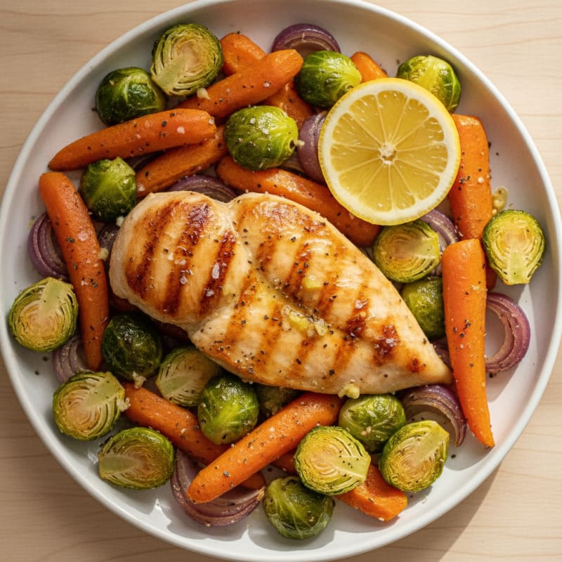 Pan-Seared Chicken with Roasted Vegetables